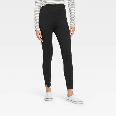 Women's Brushed Leggings with Foldover Waistband and Split Hem Cuffs - A New Day™
