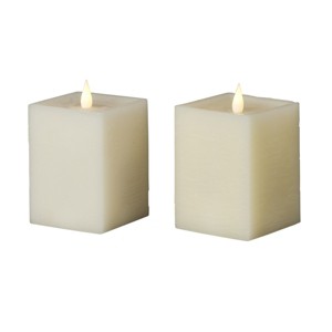 Christmas Classic Motion Flameless Square Candle 2pc set - (2) 3x5 Ivory - 1 of 4