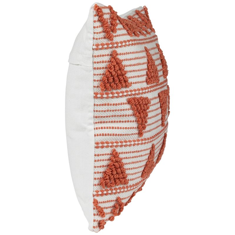 Northlight 20" Orange and Cream Handloom Woven Outdoor Square Throw Pillow, 3 of 6