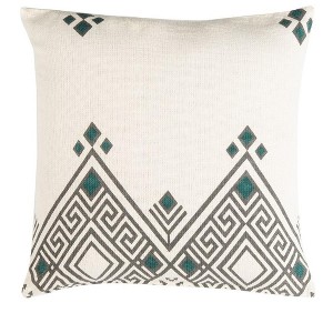 Lancia Pillow - Beige/Taupe/Turquoise - 20"X20" - Safavieh - 1 of 4