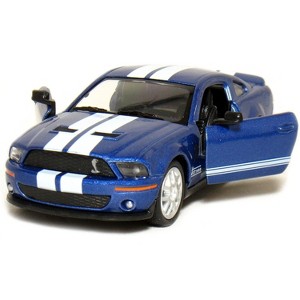 KiNSMART 2007 Ford Shelby GT500 Blue with Racing Stripes 1:38 Scale 5 Inch Die Cast Metal Model Toy Muscle Car - 1 of 1
