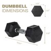 Naysaye Dumbbell Hex Dumbbell with Chrome Plated Knurled Handle Rubber Coated Solid Cast Iron for Home Gym, Silver - 3 of 4