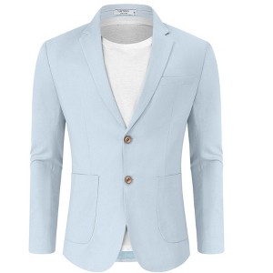 Men's Casual Blazer Linen Sport Coat Two Button Lightweight Jackets Business Daily Suit Cream - 1 of 4