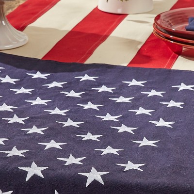 Patriotic Red, White, and Blue Cotton Table Runner