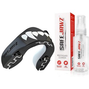 SafeJawz EXTRO Dual Layer Sports Mouth Guard with Case and Disinfectant Spray Bundle Kit for Basketball, Football, MMA, Hockey, Wrestling - Adult - - 1 of 4
