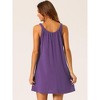 cheibear Women's Loose U-Neck Pleated Sleeveless Elastic Wide Strap Chemise Short Nightgown - 4 of 4