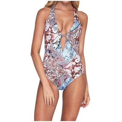 Women's Plunge V-Neck One Piece Swimsuit - Jets By Jessika Allen