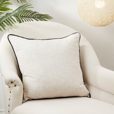 Toscana Beige and Black 20" Throw Pillow Cover with Piping