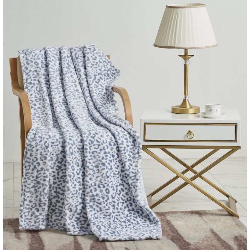 Noble House Extra Heavy and Plush Oversized Throw Blanket  50" x 70" - Grey White Leopard, 4 of 5
