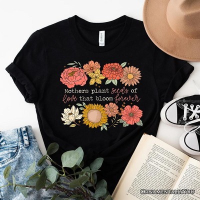 Seeds of Love Mama Floral T-Shirt, White, Natural and Black Retro Tee for Sentimental Mothers| OrnamentallyYou