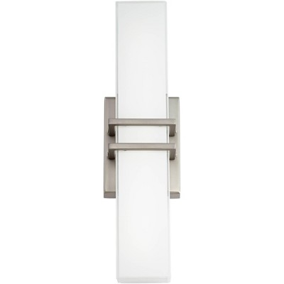 Exeter 19" Brushed Nickel LED Bathroom Wall Light with Silk-Screen Glass