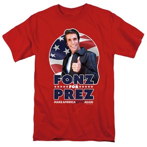 Happy Daysfonz For Prez Adult T-Shirt Red - 1 of 4