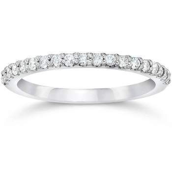 Pompeii3 1/8ct 14k White Gold Diamond Engagement Band Wedding Stackable Prong Womens Ring