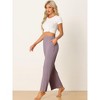 INSPIRE CHIC Women's Cotton Stretchy Elastic Waist Straight Wide-Leg Pajama Pants with Pockets - 2 of 4