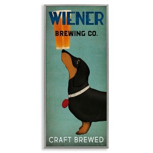Stupell Industries Brewery Company Wiener Dog Framed Giclee Art, Gray, 13" x 30" - 1 of 4