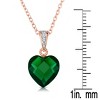 Guili Sterling Silver Rose Plated Green CZ Heart-shape Necklace in White, Green, Red, or Blue, Sweet & Romantic for a Fresh, Vibrant Look. - 3 of 3