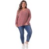 Agnes Orinda Women's Plus Size V-Neck Long Sleeve Basic Ribbed Pitted Brushed Casual Tunic Blouses - 3 of 4