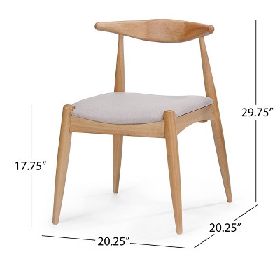 Francie Mid-Century Modern Gray Upholstered Oak Dining Chairs, Set of 2