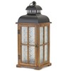 HomeRoots Set of Two Brown and Black Frosted Glass Wood and Metal Floor Lantern Candle Holders - 4 of 4