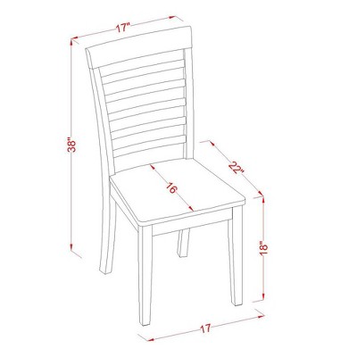 Saddle Brown Ladderback Solid Wood Dining Chairs, Set of 2