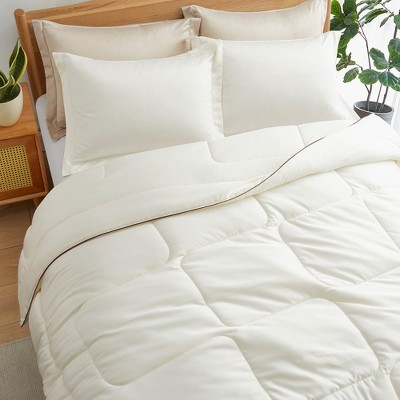 Cream Full Satin Down Alternative Comforter Set