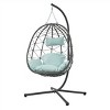 Coolbibila Outdoor Patio Garden Wicker Egg Hanging Swing Basket Chair,Indoor Cushion Hammock Egg Chair with Stand for Bedroom,Living Room - 2 of 4