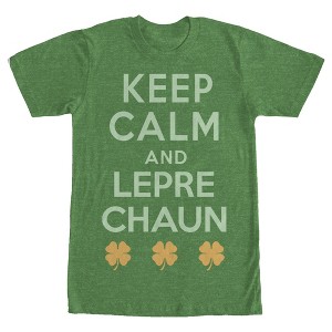 Men's Lost Gods St. Patrick's Day Keep Calm and Leprechaun Retro T-Shirt - 1 of 4