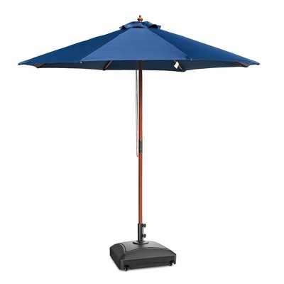 Yescom 9ft Solid Wood Outdoor Patio Umbrella with Base Included Parasol Wheels Stand for Bistro Market Garden Deck Yard Poolside