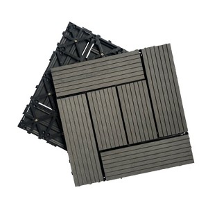 Wood Plastic Composite Deck Tiles Set of 20pcs, Composite Decking Resist Rust, Patio Flooring Outdoor Waterproof - 1 of 4