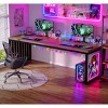 Gulches 78.74" Extra Long 2-Person Computer Desk, Heavy Duty Metal Frame Double Workstation, Brown & Black (No Chair) - 3 of 4