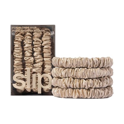 Slip 4 Pack Silk Skinny Scrunchies 100% Mulberry Silk, Anti-Crease, Gentle on Hair, stylish & Durable, Ideal for All Hair Types