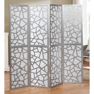 NicBex 4-Panel Room Divider for Home, Divider for Room Separation, Folding Fabric Privacy Screen with Geometric Patterns for Office, Silver - 1 of 4