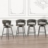 28" Technical Leather Woven Bar Stool Set of 2, 360¡ã Swivel Upholstered Counter Stools with Back, Footrest and Metal Legs - 4 of 4