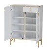 Baxton Studio Lilac Wood and Metal 2 Door Shoe Cabinet White/Gold: Mirrored Trim, 16 Pairs Storage, Rounded Legs - 3 of 4