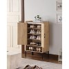 TiramisuBest Shoe Cabinet with Rattan Doors, 5-Tier Wooden Shoe Rack Organizer with Open Shelves, Entryway Hallway Storage, Natural & Black - 2 of 4