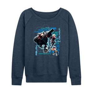 Women's - Disney - Hero's Duty Lightweight French Terry Wide Neck Long Sleeve Shirt - 1 of 4