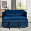 Racxily 3 in 1 Convertible Sleeper Sofa Bed, Velvet Futon Couch, Loveseat Lounge Sofas with 2 Pillows&Adjustable Backrest, Pull Out Couches, Blue - 3 of 4