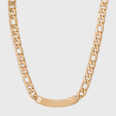 Curb Chain and Bar Statement Necklace - Universal Thread™ Worn Gold