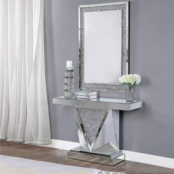 47" Noralie Accent Table Mirrored and Faux Diamonds - Acme Furniture