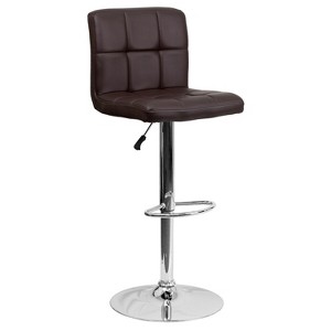 Flash Furniture Contemporary Quilted Vinyl Adjustable Height Barstool with Chrome Base - 1 of 4