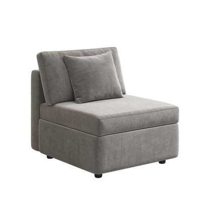 Buenhomino Modern DIY Sectional Sofa, Modular Sectional Couches for Living Room，Light Gray Velvet