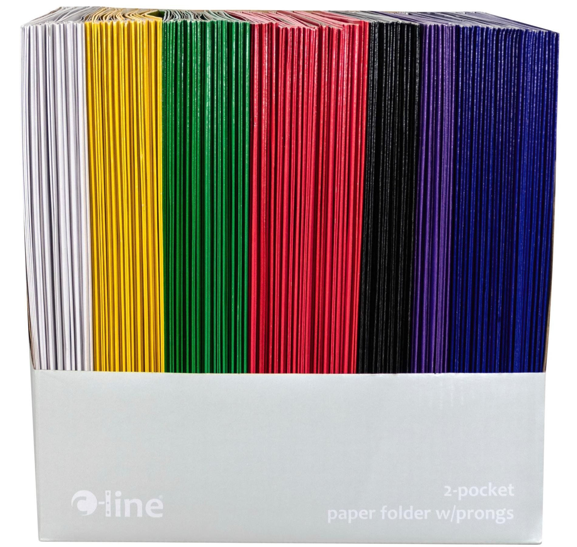 C-Line 2-Pocket Recycled Portfolio with Prongs, Assorted Colors, Set of 100