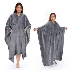 Tirrinia Women Wearable Blanket Cape Plush Fleece Throw Wrap Cover Indoors or Outdoors , 55x80 Inches - 1 of 4