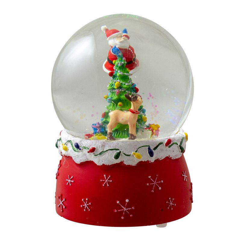 Northlight 5.75" Santa Decorating a Christmas Tree Musical Snow Globe, 4 of 5
