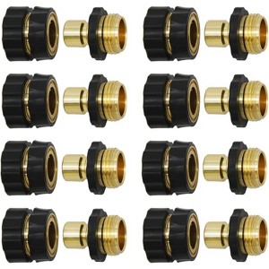 VisioGear 8PCS Garden Hose Fitting Connector Set, Garden Hose Adapter, Quick Connect Hose Fittings, Black & Gold, 1.3"*1.3"*2.2" - 1 of 4