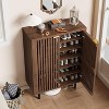 6-Tier Wooden Shoe Cabinet with Louvered Doors,Freestanding Narrow Shoe Storage Organizer for Entryway & Hallway,Holds 24 Pairs,Space-Saving Rack - 4 of 4