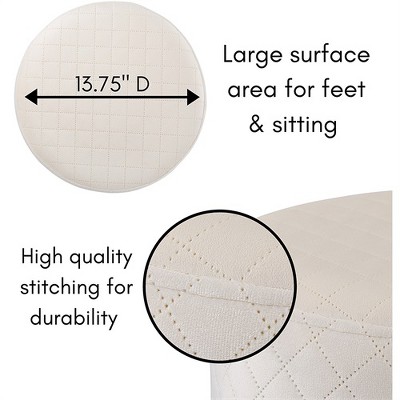 Cream Velvet Tufted Round Pouf with Gold Base
