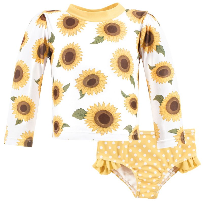 Hudson Baby Girls Swim Rashguard Set, Sunflower, 1 of 5