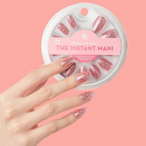 Olive & June Press On Fake Nail - Oval - Pink Glitter Party - M - 42ct - 1 of 4