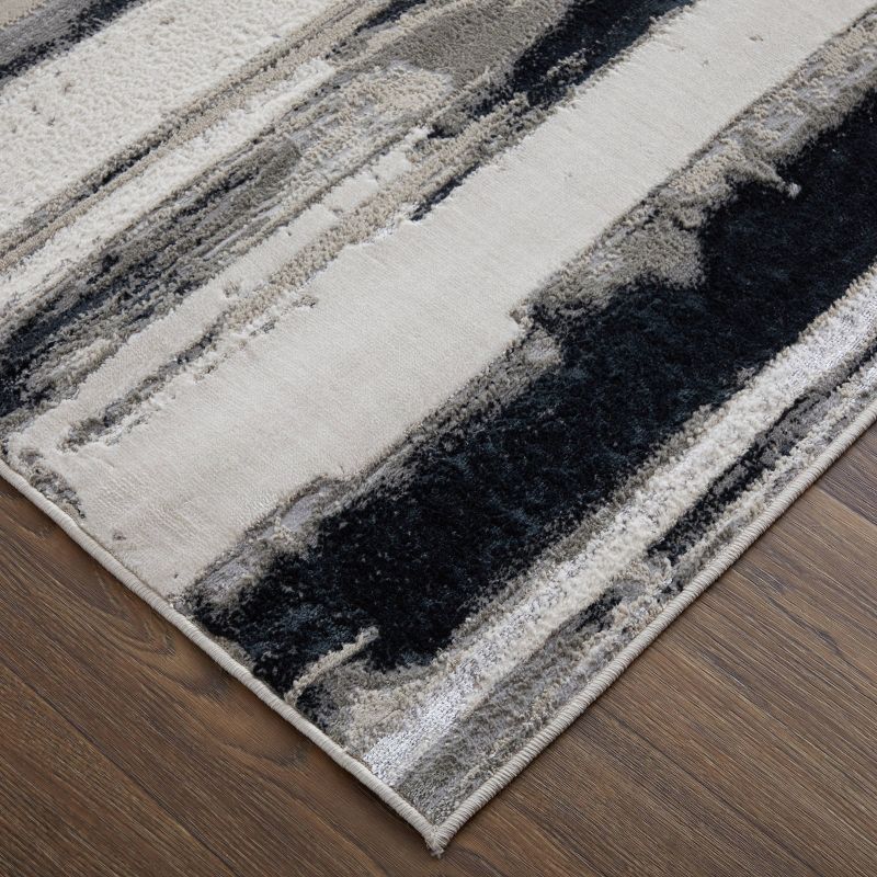 Micah Modern Abstract Silver/Gray/Black Area Rug, 2 of 8
